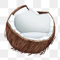 Coconut png sticker, fruit illustration on transparent background. Free public domain CC0 image.