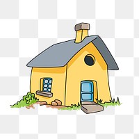 Little cottage png sticker, cartoon illustration on transparent background. Free public domain CC0 image.