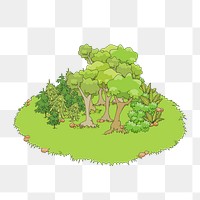 Forest island png sticker, cartoon illustration on transparent background. Free public domain CC0 image.