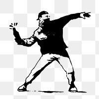 Man throwing molotov cocktail png sticker, riot protest illustration on transparent background. Free public domain CC0 image.