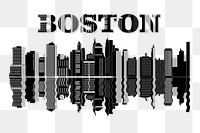 PNG Boston cityscape silhouette, building illustration, transparent background. Free public domain CC0 image.