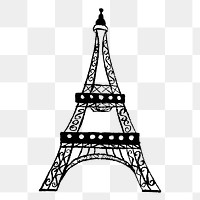 Eiffel Tower png drawing, French landmark illustration on transparent background. Free public domain CC0 image.