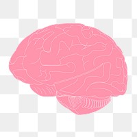 Human brain png sticker, cartoon illustration on transparent background. 