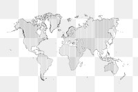 World map png sticker, geography illustration on transparent background. Free public domain CC0 image.