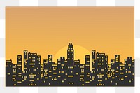 Sunset cityscape silhouette png sticker background, buildings illustration on transparent background. Free public domain CC0 image.