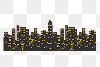 Cityscape silhouette png sticker border, buildings illustration on transparent background. Free public domain CC0 image.