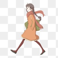 Japanese anime girl png sticker, cartoon illustration on transparent background. Free public domain CC0 image.