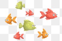 Colorful fishes png sticker, animal illustration on transparent background. 