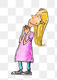 Blond girl png sticker, people hand drawn on transparent background. Free public domain CC0 image.