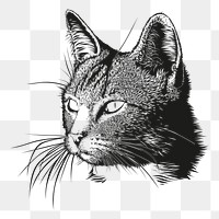 Cat portrait png sticker, hand drawn illustration, transparent background. Free public domain CC0 image.