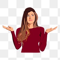 Confused woman png sticker illustration, | Free PNG - rawpixel