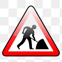 Road work sign png sticker illustration, transparent background. 