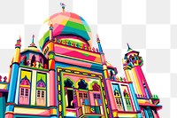 Colorful mosque png sticker illustration, transparent background. Free public domain CC0 image.