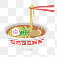 Ramen noodle bowl png sticker illustration, transparent background. Free public domain CC0 image.