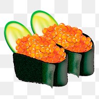 Salmon roe sushi png sticker, Japanese food hand drawn illustration, transparent background. Free public domain CC0 image.