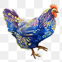 Blue chicken png sticker illustration, transparent background. Free public domain CC0 image.