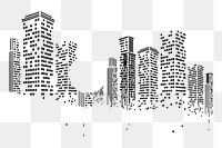 Abstract city skyline png border, transparent background. Free public domain CC0 image.