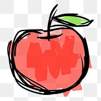 Apple png, fruit sticker hand drawn illustration, transparent background. Free public domain CC0 image.