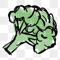 Cute broccoli png, food sticker hand drawn illustration, transparent background. Free public domain CC0 image.