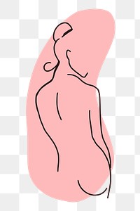 PNG feminine line art sticker, hand drawn illustration, transparent background. Free public domain CC0 image.