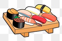 Japanese sushi set png sticker illustration, transparent background. Free public domain CC0 image.