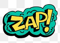 PNG zap speech bubble word sticker hand drawn illustration, transparent background. Free public domain CC0 image.