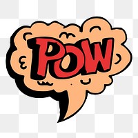 PNG pow speech bubble word sticker hand drawn illustration, transparent background. Free public domain CC0 image.