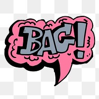 PNG bag speech bubble word sticker hand drawn illustration, transparent background. Free public domain CC0 image.