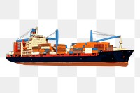 Container ship png sticker illustration, transparent background. Free public domain CC0 image.