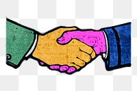 Retro business handshake png sticker illustration, transparent background. Free public domain CC0 image.