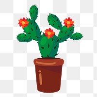 Blooming cactus png sticker illustration, transparent background. Free public domain CC0 image.