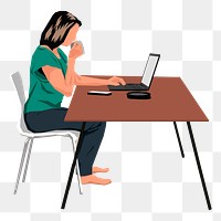 Working from home png sticker illustration, transparent background. Free public domain CC0 image.