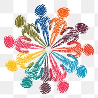 PNG colorful teamwork wheel sticker hand drawn illustration, transparent background. Free public domain CC0 image.