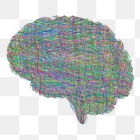 PNG abstract anxiety brain sticker, hand drawn illustration, transparent background. Free public domain CC0 image.