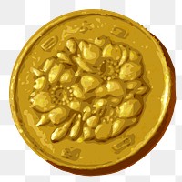 Antique gold coin png sticker illustration, transparent background. Free public domain CC0 image.