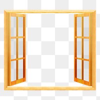 Open window frame png sticker, transparent background. Free public domain CC0 image.