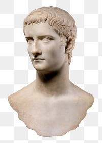 Caligula sculpture bust png sticker, transparent background. Free public domain CC0 image.
