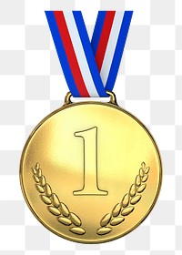 Gold medal png sticker illustration, transparent background. Free public domain CC0 image.