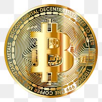 Bitcoin cryptocurrency png sticker, transparent background. Free public domain CC0 image.