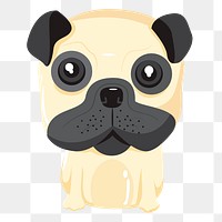 Cute pug dog png sticker illustration, transparent background. Free public domain CC0 image.