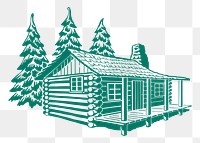 Cabin in woods png sticker, transparent background. Free public domain CC0 image.