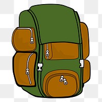 Camping backpack png sticker illustration, transparent background. Free public domain CC0 image.