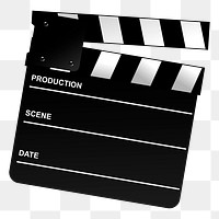 Movie clapperboard png sticker illustration, transparent background. Free public domain CC0 image.