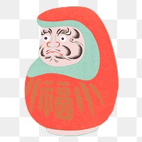 Japanese Daruma doll png sticker illustration, transparent background. Free public domain CC0 image.