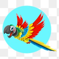 Cartoon parrot character png sticker illustration, transparent background. Free public domain CC0 image.