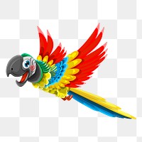 Cartoon parrot character png sticker illustration, transparent background. Free public domain CC0 image.