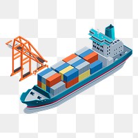 Cargo ship png sticker illustration, transparent background. Free public domain CC0 image.