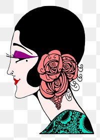 Flapper lady png sticker illustration, transparent background. Free public domain CC0 image.