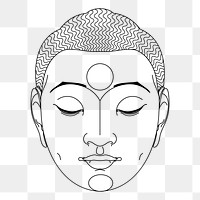 Buddha head png sticker, hand drawn illustration, transparent background. Free public domain CC0 image.