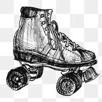 Roller skate png sticker, hand drawn illustration, transparent background. Free public domain CC0 image.